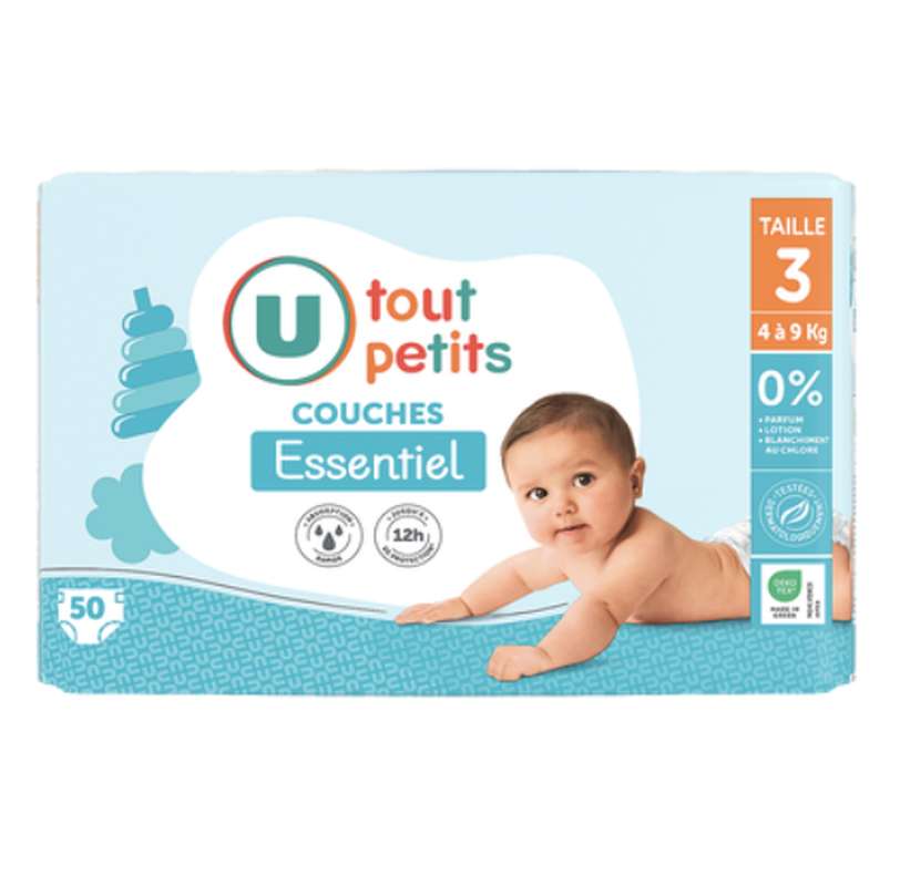 Couches essentiel T3 - 4/9kg, U Tout Petits (x 50)