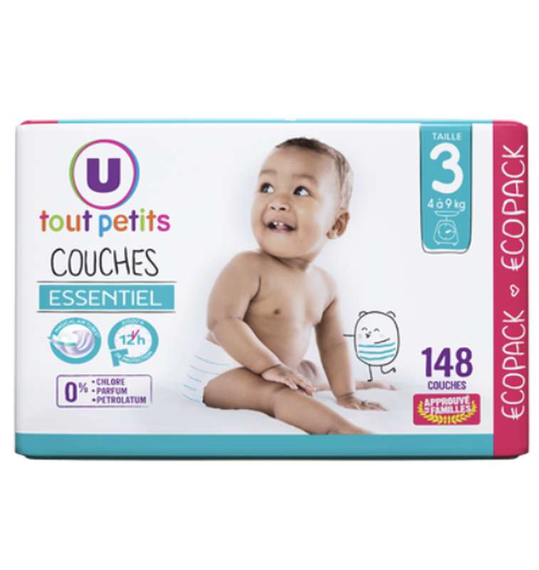 Couches essentiel T3 / 4-9kg, U Tout Petits (x 148)