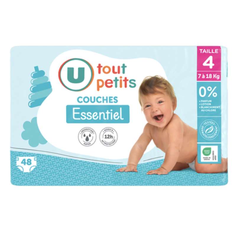 Couches essentiel T4 - 7/18kg , U Tout Petits (x 48)