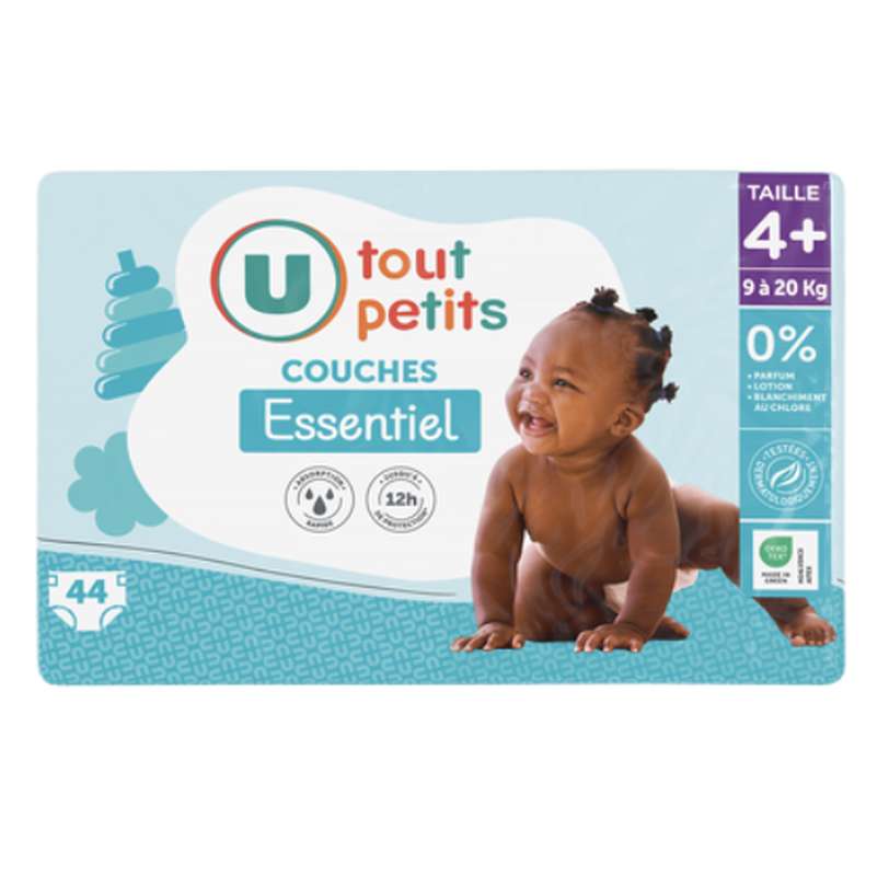Couches essentiel T4+ - 9/20kg, U Tout Petits (x 44)