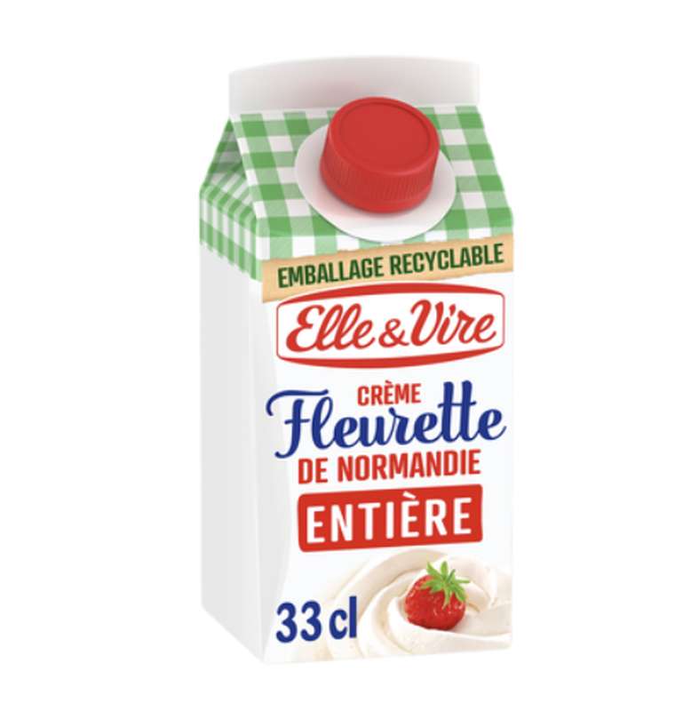 Crème Fleurette entière de Normandie 31% de MG, Elle & Vire (33 cl)