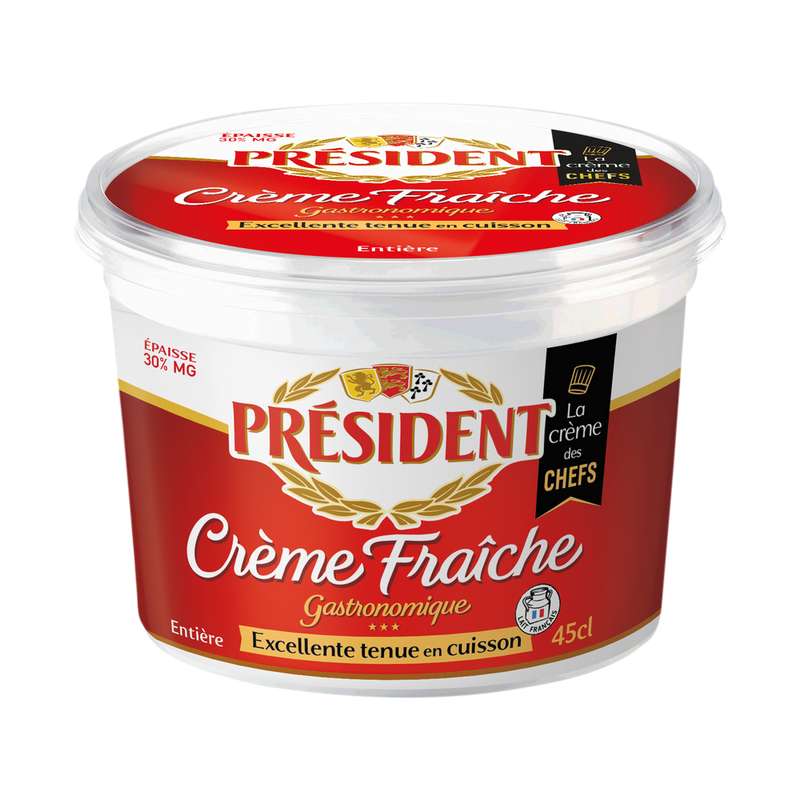 Crème fraîche gastronomique épaisse 30 de MG, Président (45 cl) La belle vie Changez votre