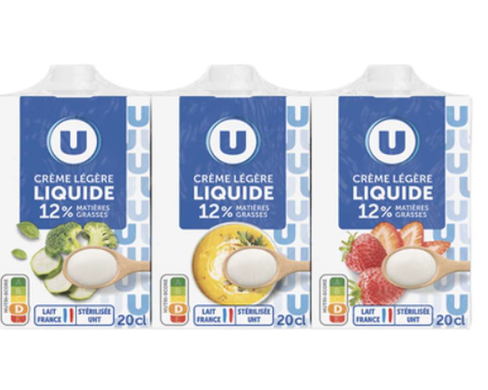 Crème liquide légère UHT 12%MG, U (3 x 20 cl)