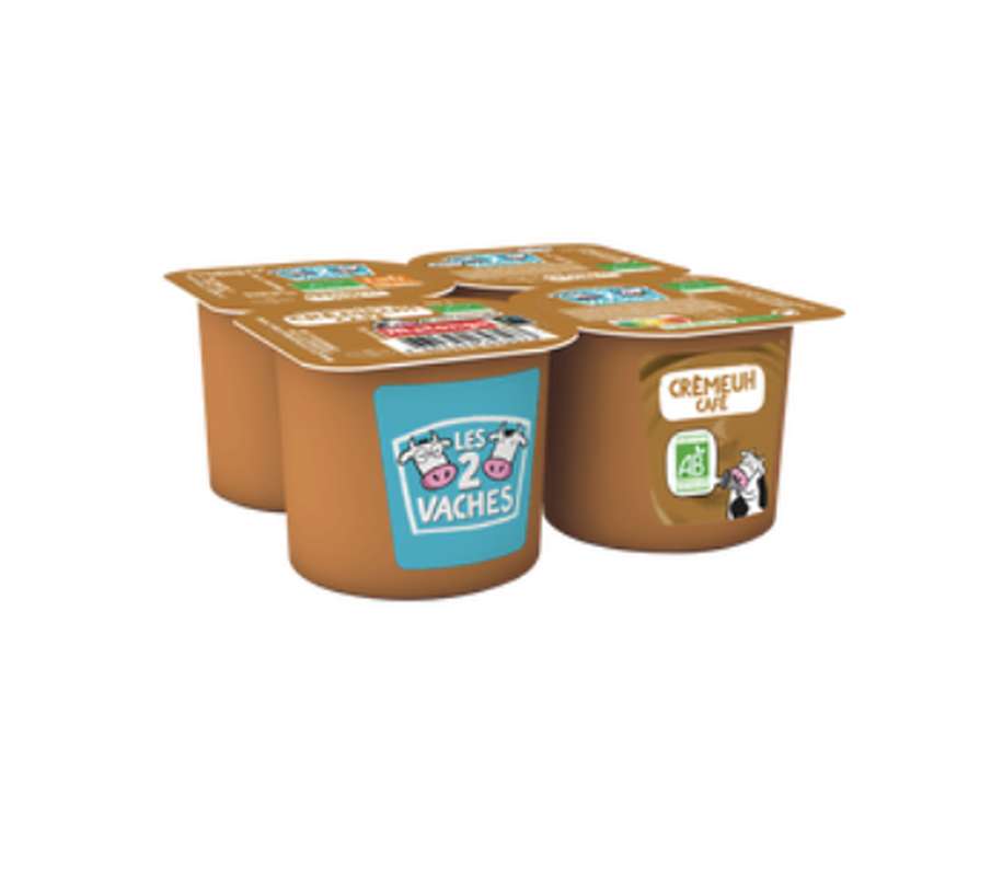 Crèmeuh dessert au café BIO, Les 2 Vaches (4 x 95 g)