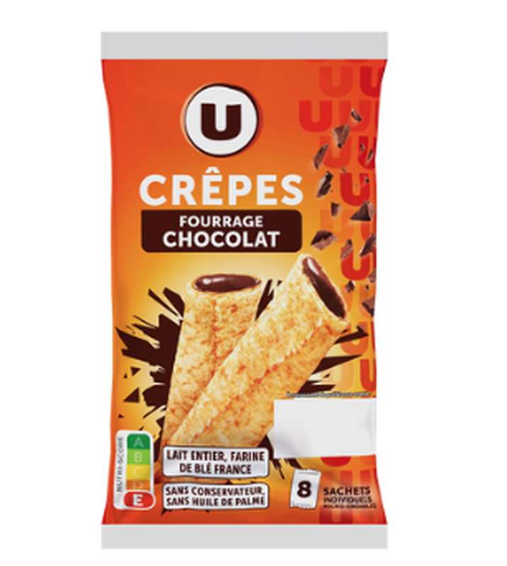Crêpes fourrées au chocolat, U Mat & Lou (x 8, 256 g)
