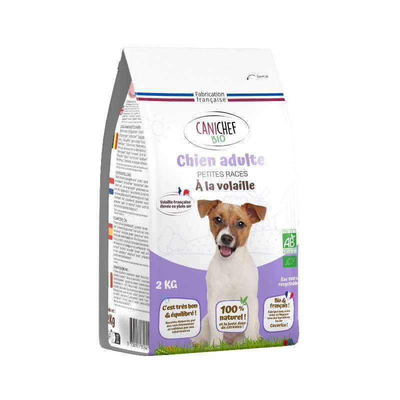 Croquette chien petite race BIO, Canichef (2 kg)