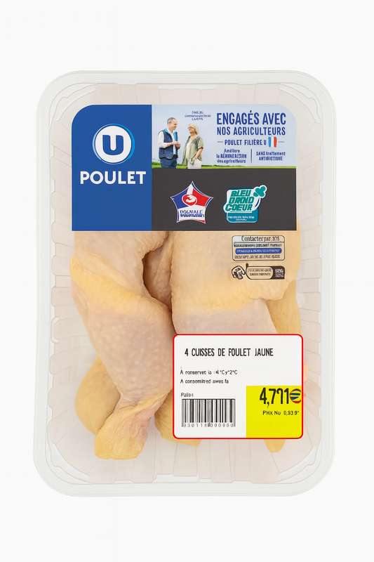 Cuisse de poulet jaune, U (x 4, 949 g)
