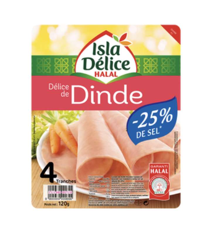 Délice de dinde -25% de sel, Isla Délice (x 4 tranches, 120 g)