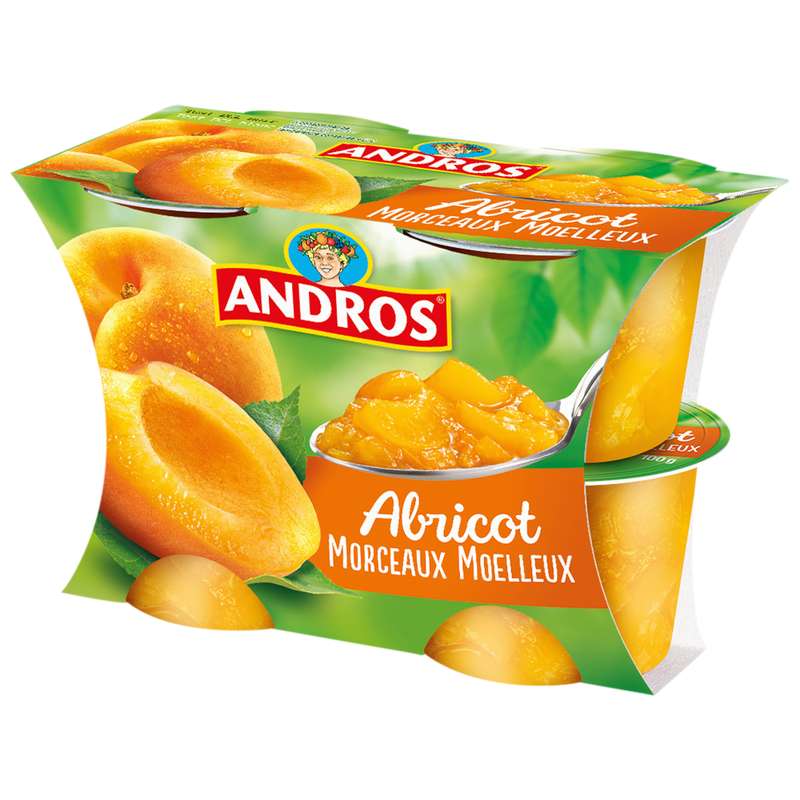 Compote d'abricot avec morceaux, Andros (4 x 100 g) La belle vie