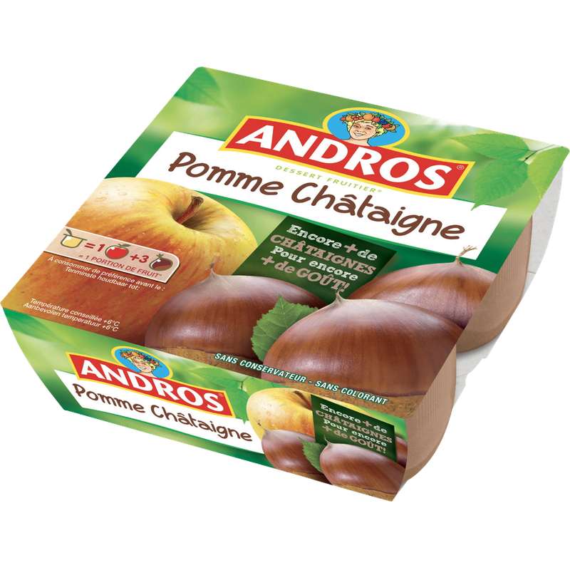 Compote pomme/chataignes, Andros (4 x 100 g) La belle vie Changez votre vision des courses