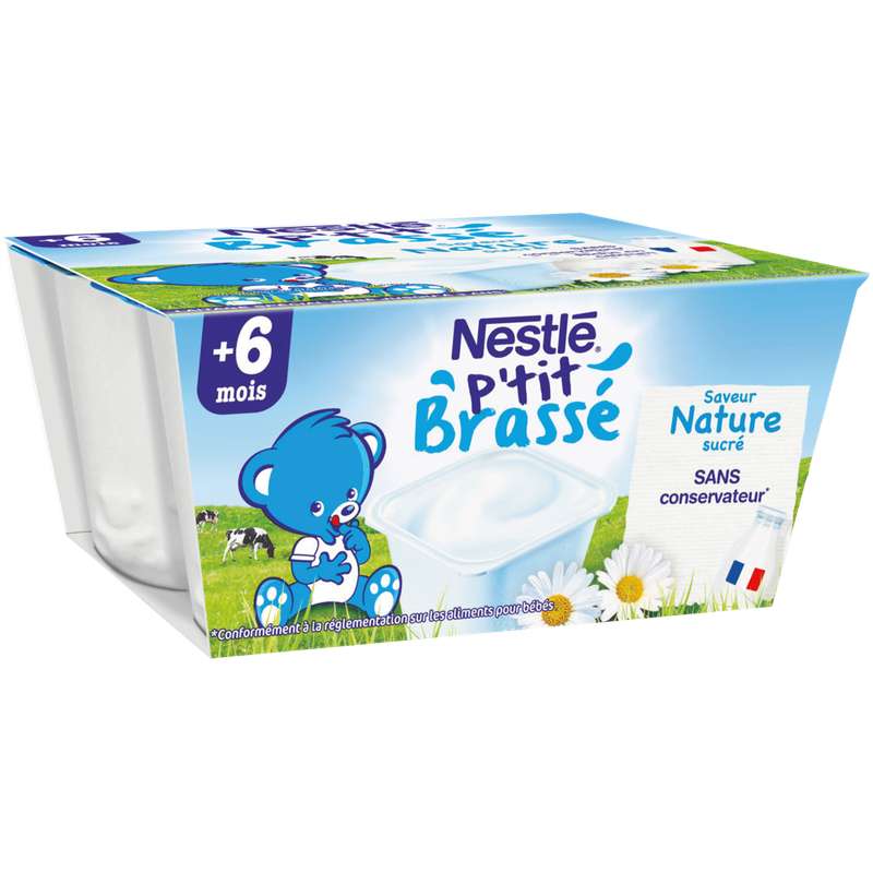 Nestlé P’tit Onctueux Croissance Mini Nature – Dès 6 Mois, 6 Pots De 50g, Sans Sucres Ajoutés