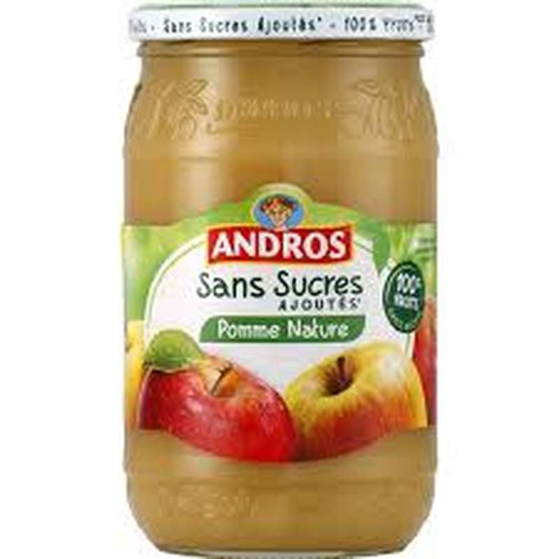 Compote pomme nature sans sucres ajoutés, Andros (730 g) La belle vie