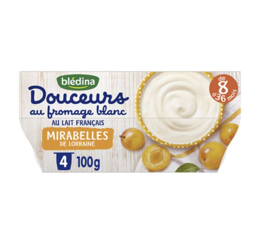 Douceurs au fromage blanc et mirabelles de Lorraine - dès 8 mois, Blédina (4 x 100 g)