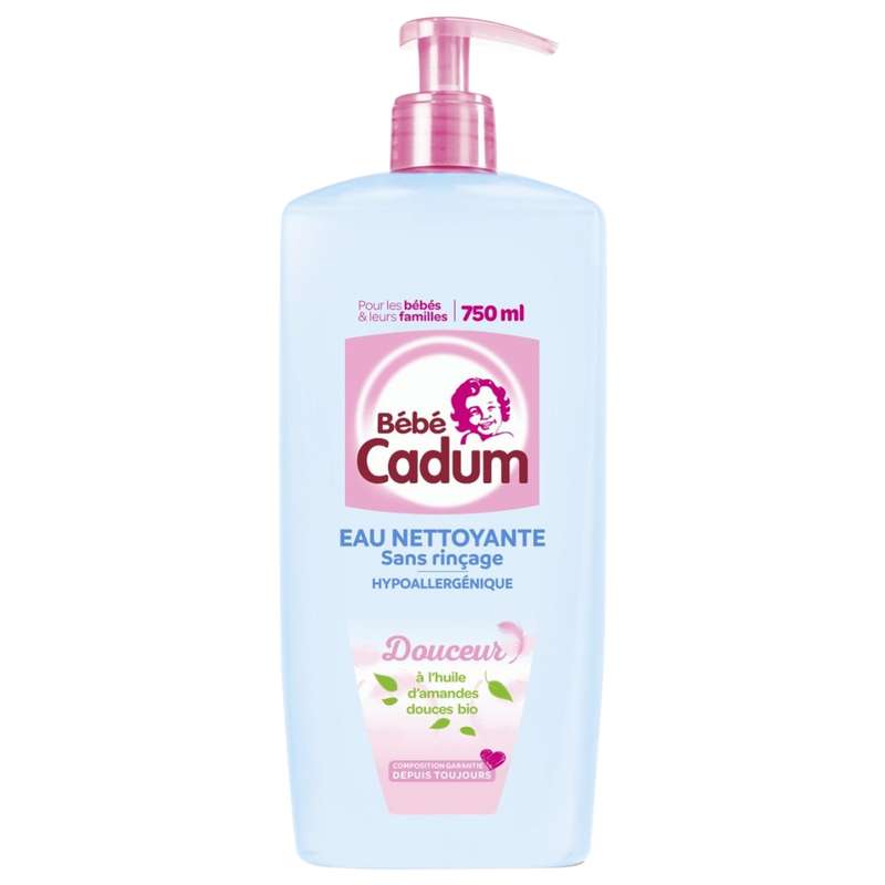 Eau Pure Nettoyante Sans Rincage A L Huile D Amande Douce Bebe Cadum 750 Ml La Belle Vie Changez Votre Vision Des Courses