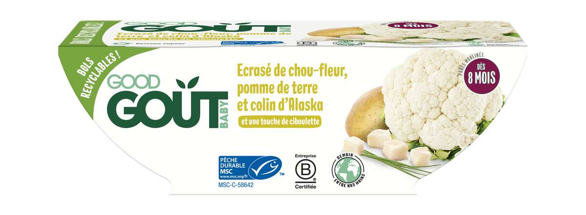 Ecrase De Chou Fleur Pomme De Terre Et Colin D Alaska Bio Des 8 Mois Good Gout 2 X 190 G La Belle Vie Changez Votre Vision Des Courses