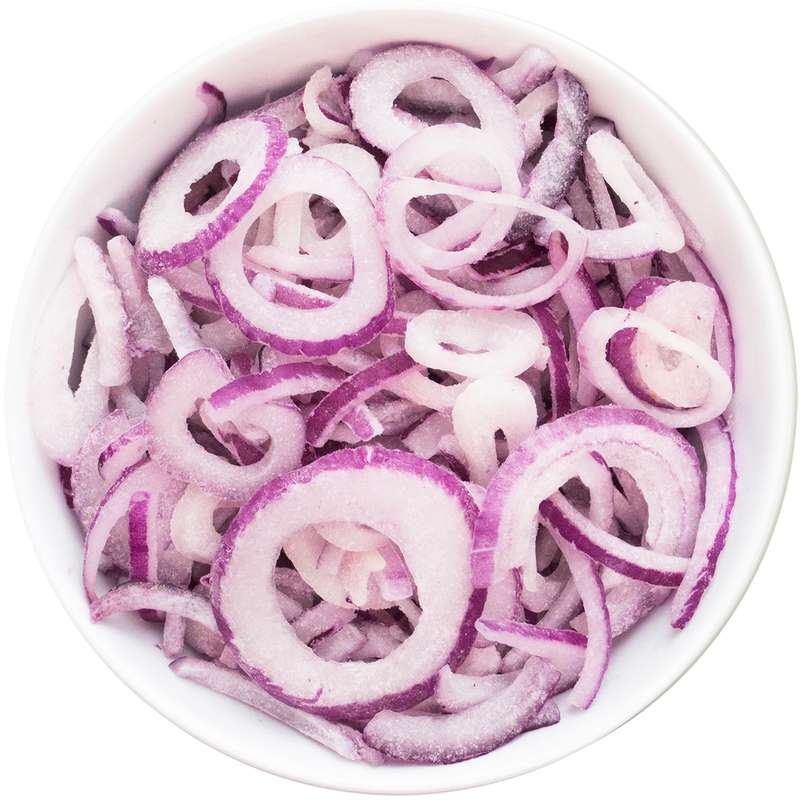 Emincé d'oignons rouges (barquette de 180 g), Pays-bas