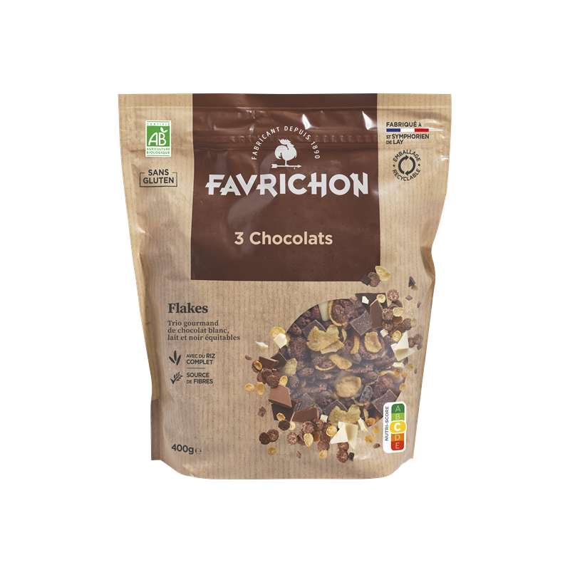 Flakes 3 chocolats BIO, Favrichon (400 g)