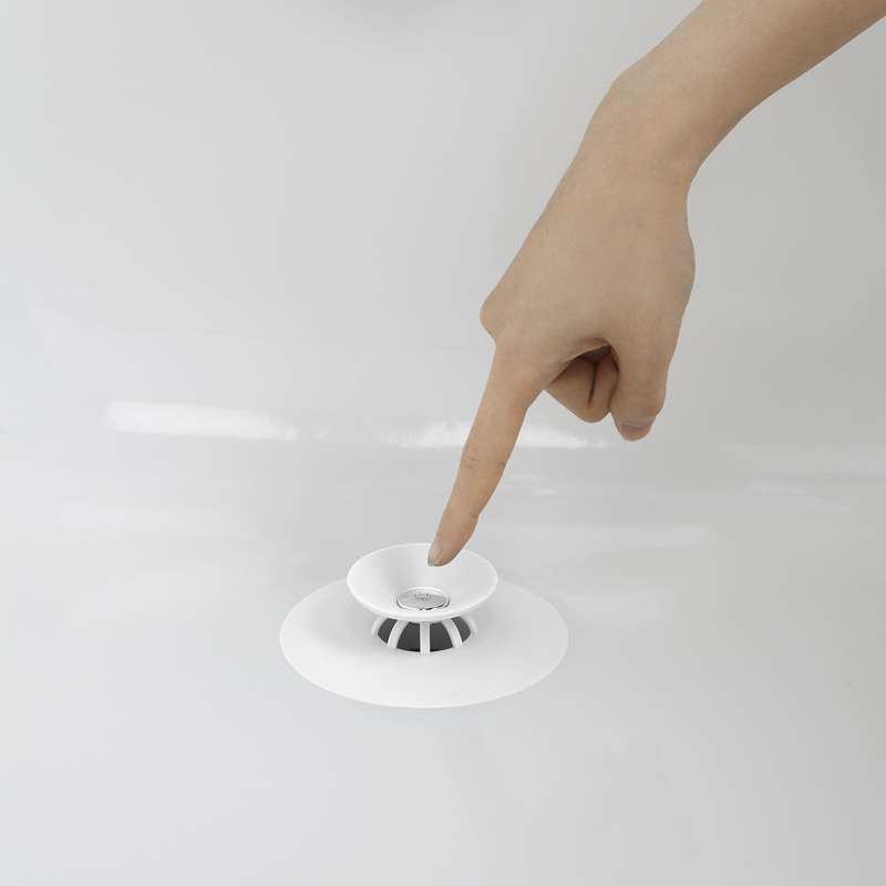 Umbra Flex Drain Stop - Bonde De Baignoire Et Douche Avec Attrape-Cheveux Blanc