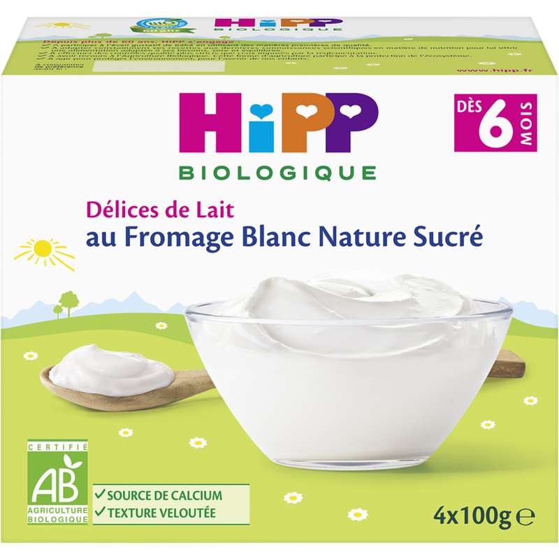 Delices De Lait Au Fromage Blanc Nature Sucre Bio Des 6 Mois Hipp 4 X 100 G La Belle Vie Changez Votre Vision Des Courses