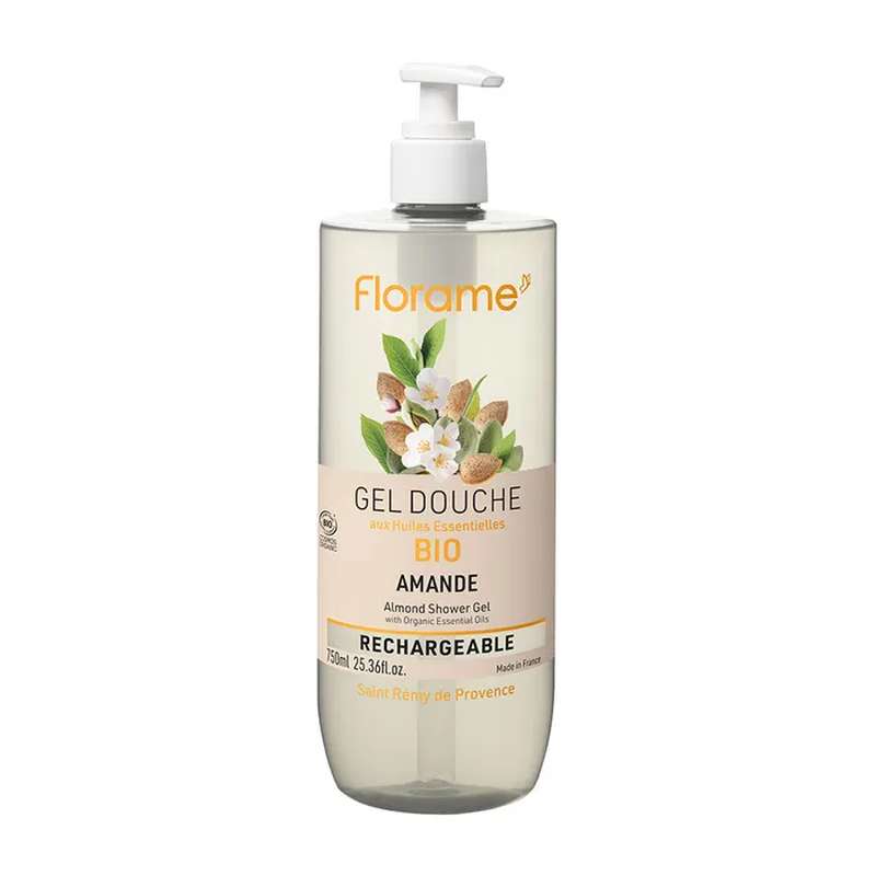 Gel douche Amande BIO rechargeable, Florame (750ml)