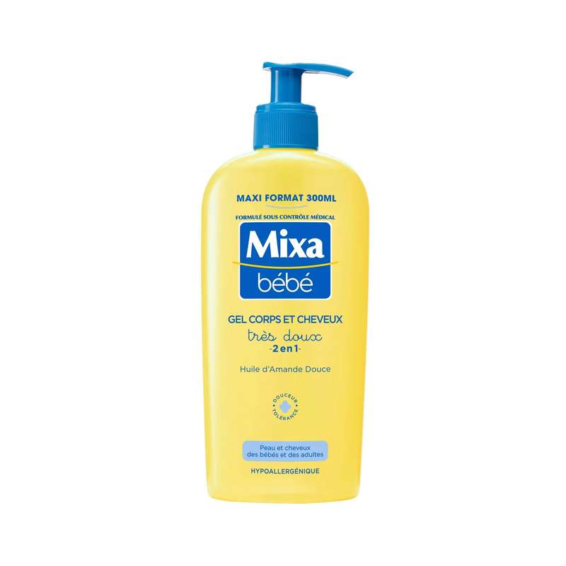 Gel lavant 2 en 1 corps et cheveux, Mixa Bébé (300 ml)