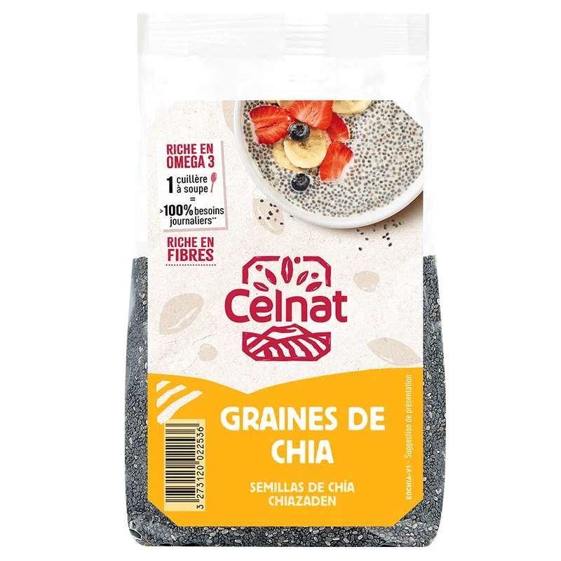 Graines de chia complètes BIO, Celnat (250 g)