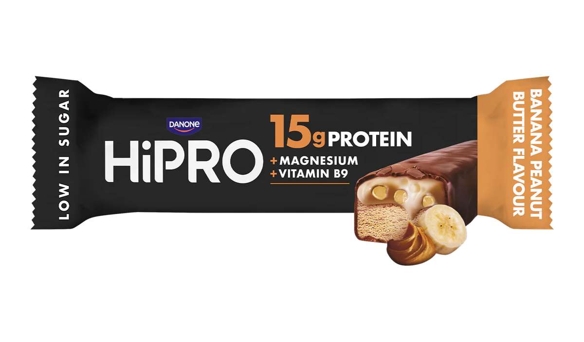 Barre protéinée saveur banane & beurre de cacahuètes, Hipro (45 g)