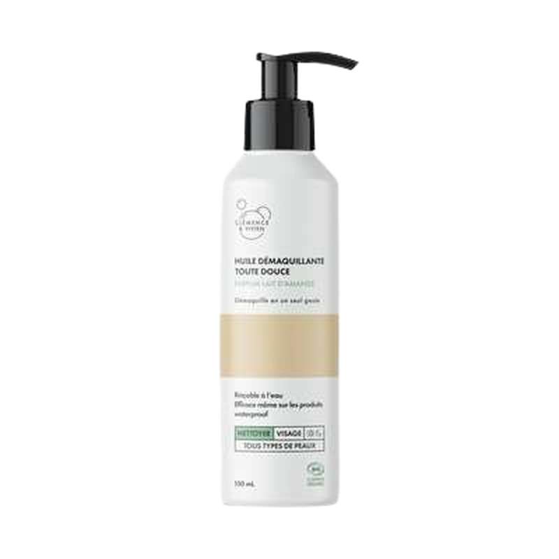 Huile démaquillante toute douce parfum lait d'amande BIO, Clémence & Vivien (150 ml)