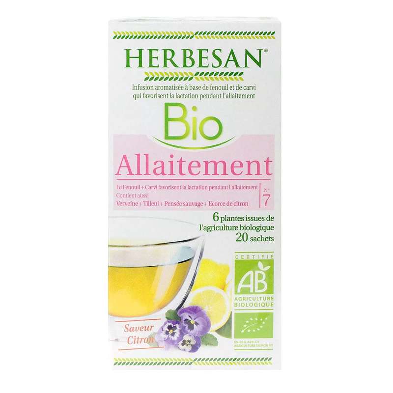 Infusion spéciale Allaitement fenouil et carvi BIO, Herbesan (20 sachets)