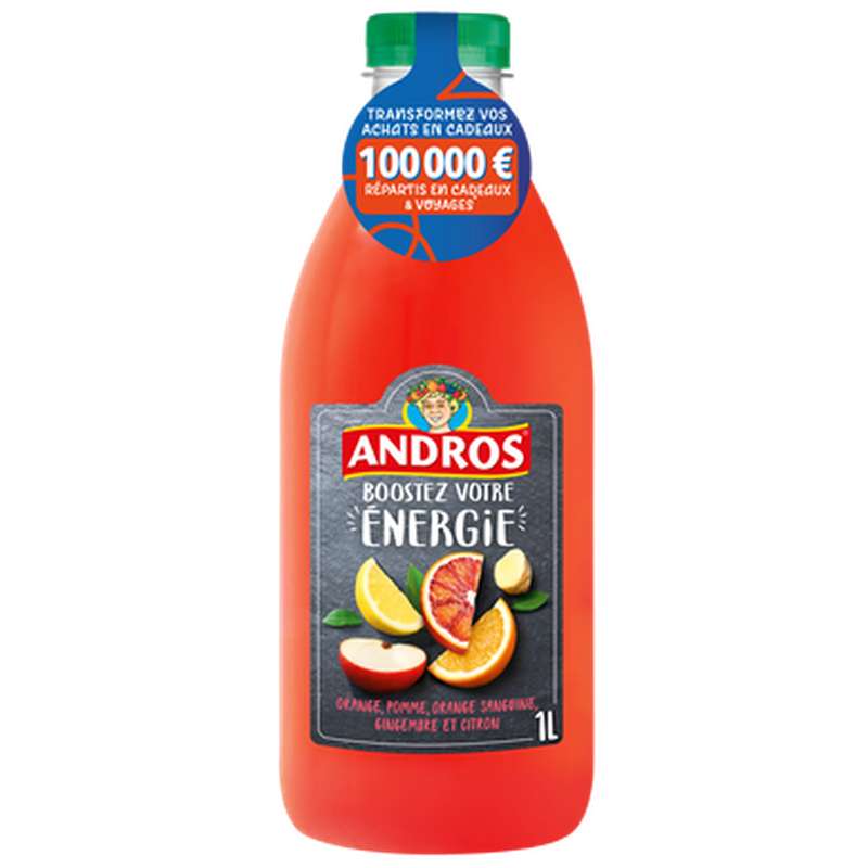 Jus aux oranges, pommes, oranges sanguines, gingembre et citrons jaunes frais, Andros (1 L)