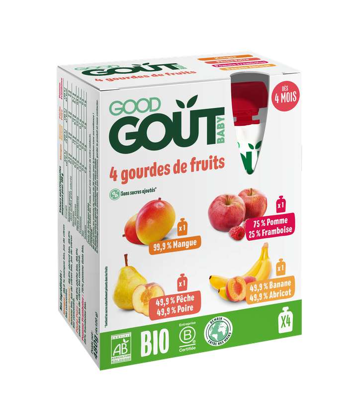 Kit Premiers Fruits Bio Des 4 Mois Good Gout Nouveaux Gouts 4 X 1 G Bam Courses Vos Courses Livrees En 15 Minutes
