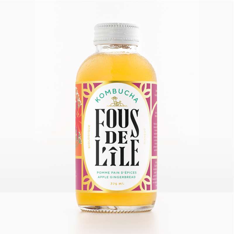 Kombucha Pomme Gingembre Pain d'Epice BIO, Fous de l'Ile (375 ml) | La ...