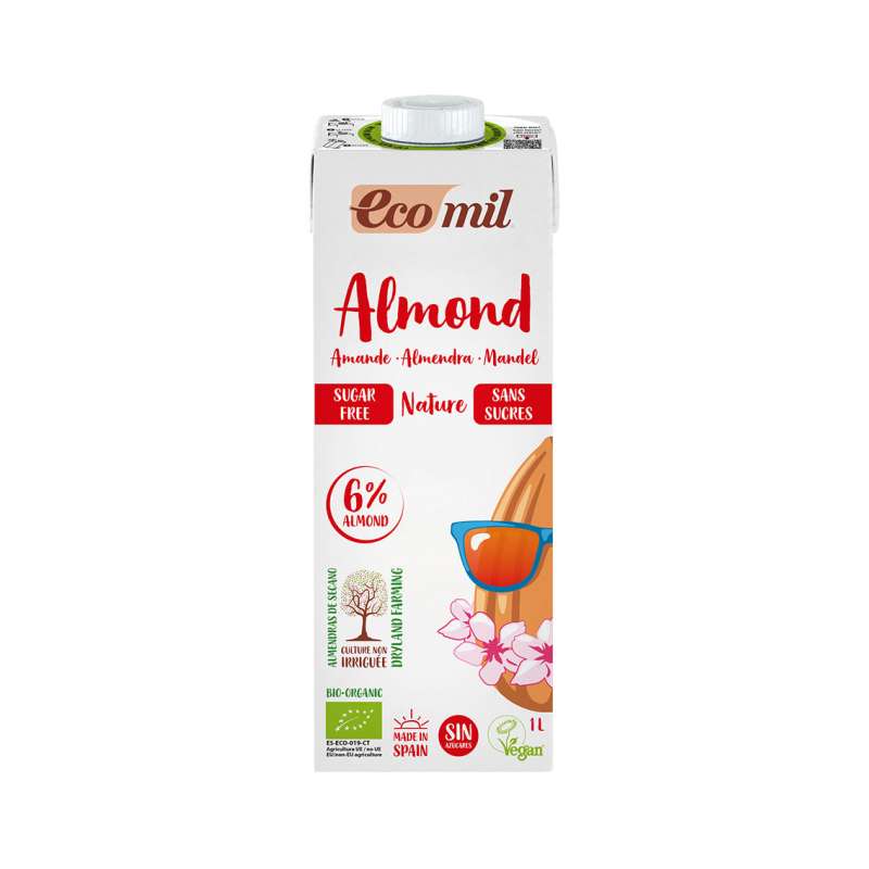 Lait d'amande sans sucre BIO, Ecomil (1 L)