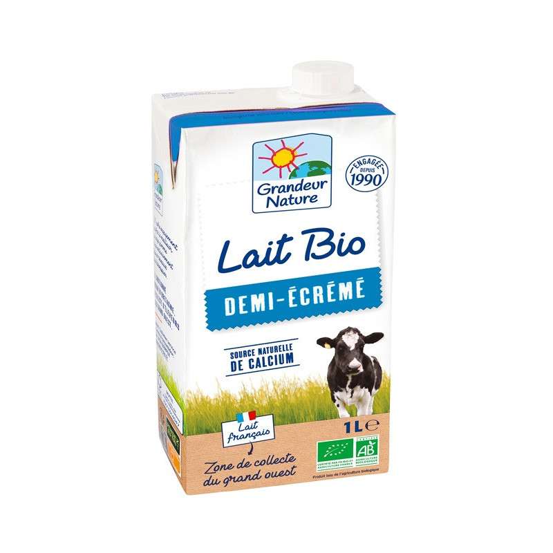 Lait demi écrémé BIO, Grandeur Nature (1 L)