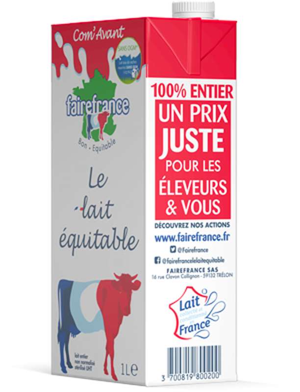 Lait entier UHT équitable, FaireFrance  (1 L)