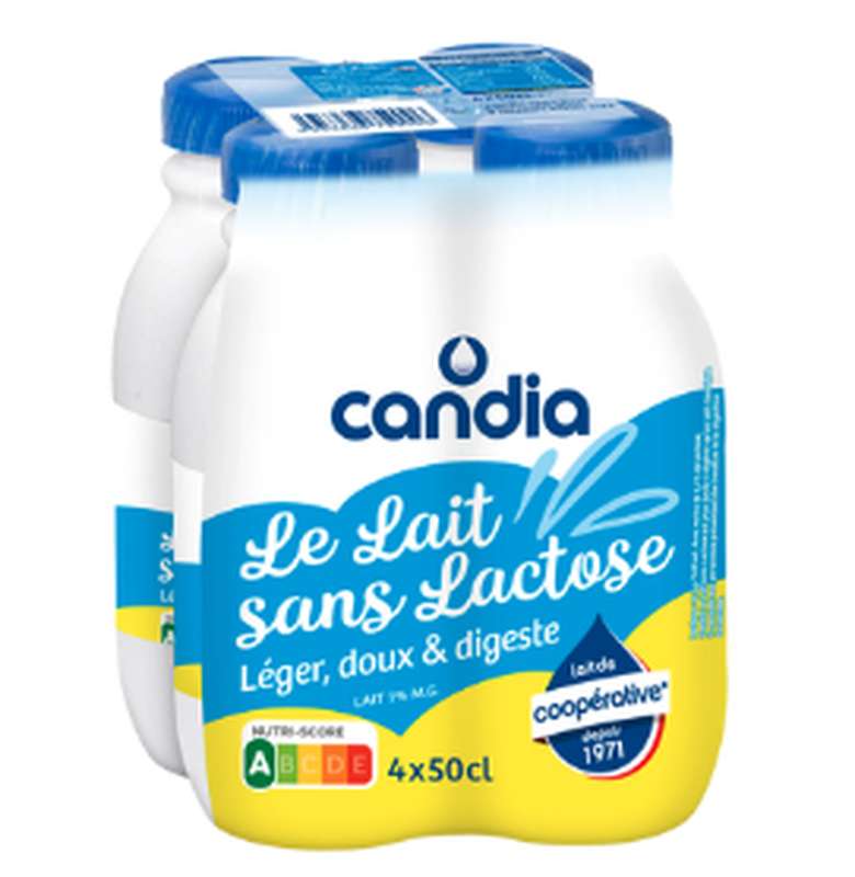Lait UHT sans lactose 1/2 écrémé , Candia (6 x 50 cl)