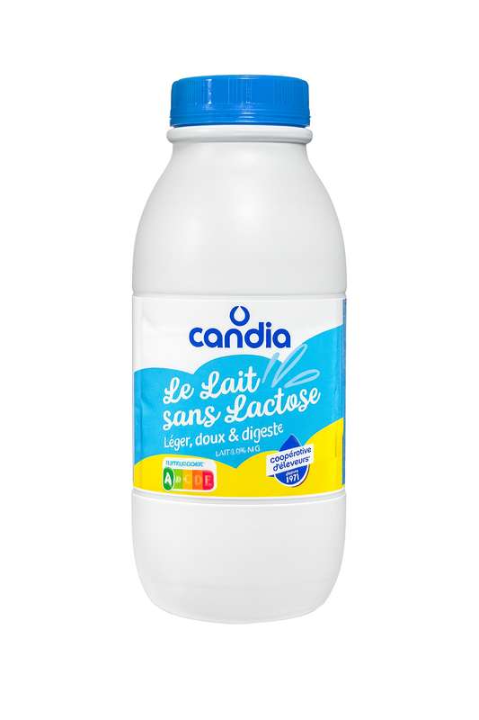 Lait UHT sans lactose 1/2 écrémé , Candia (50 cl)
