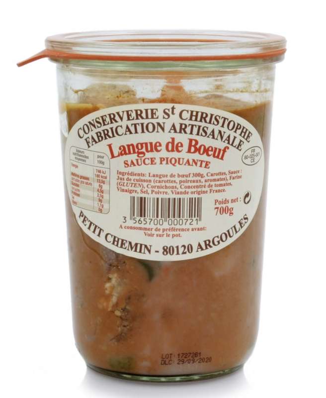 Langue de boeuf sauce piquante, Conserverie Saint Christophe (700 g)