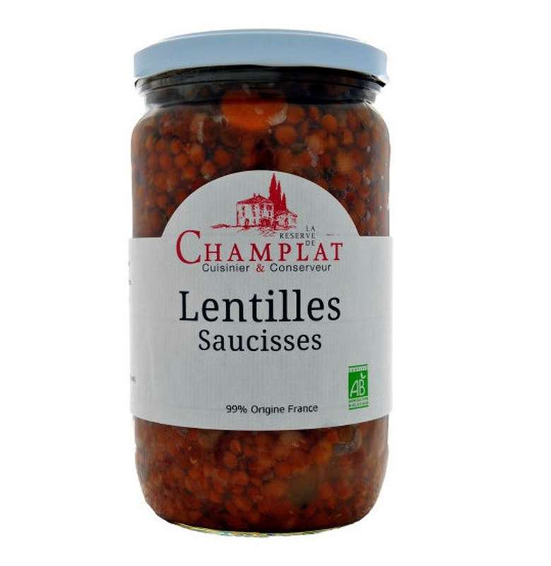 Lentilles saucisses (pur porc) BIO, Champlat (650 g)