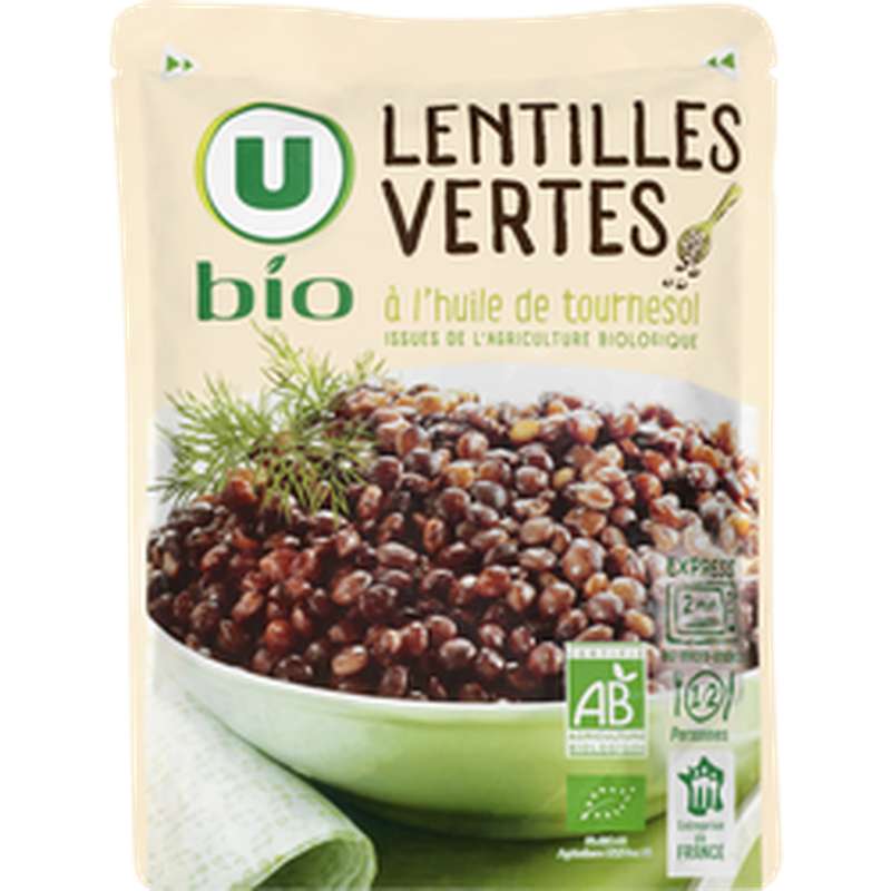 Lentilles vertes à l'huile de tournesol BIO, U (250 g)