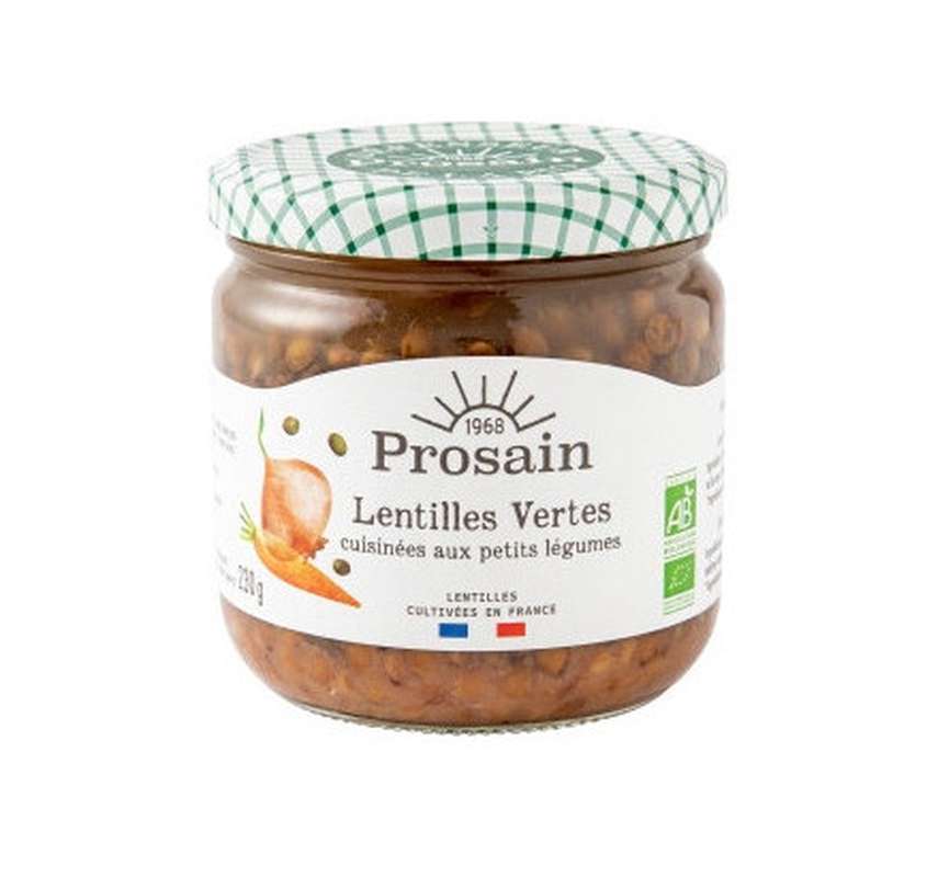 Lentilles vertes cuisinées aux petits légumes BIO, Prosain (230 g)