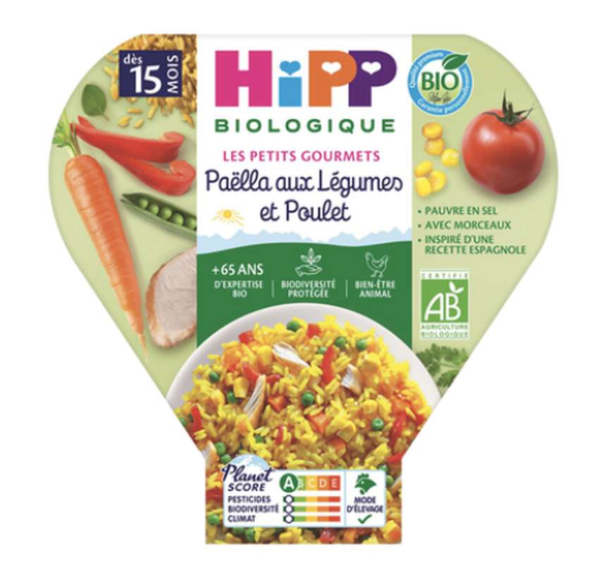 Les petits gourmets paella de légumes et poulet BIO - dès 15 mois, Hipp (250 g)