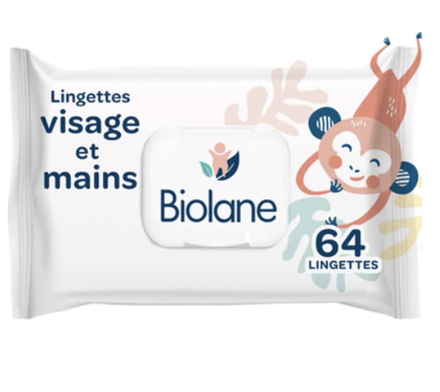 Lingettes bébé pour visage et mains, Biolane (x 64)