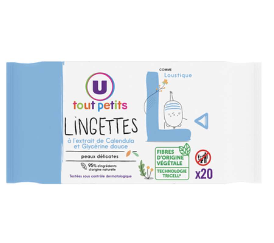 Lingettes bébé visage et mains, U Tout Petits (x 20)