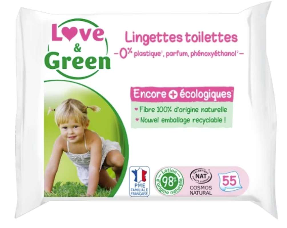 Lingettes toilettes Love & Green (x 55)