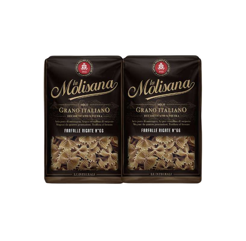 LOT DE 2 Farfalle rigate à la farine complète nº66, La Molisana (2 x 500 g)