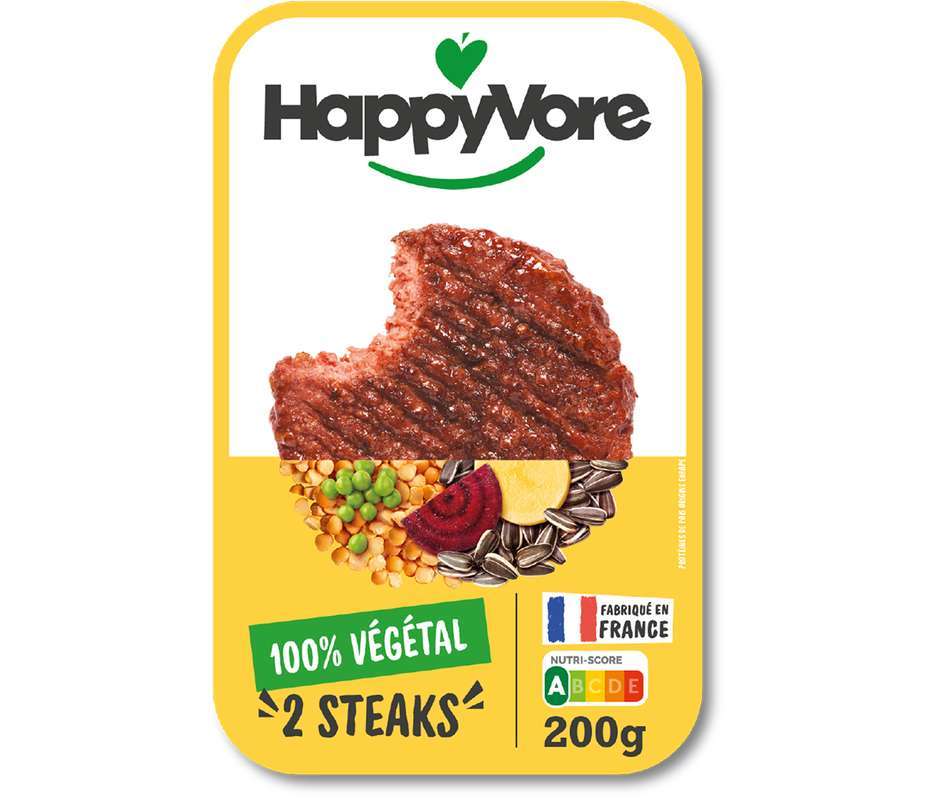Lot de 2 Steaks végétaux et gourmands, HappyVore (x 4, 200 g)