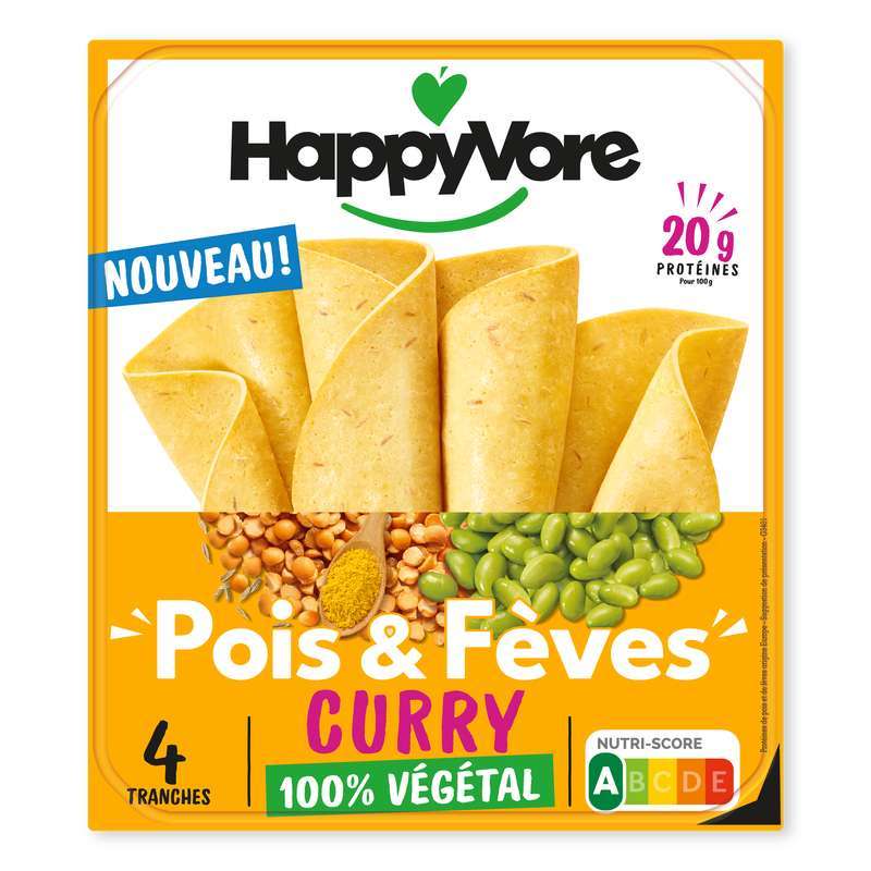 Lot de 2 Tranches pois et fèves au curry, HappyVore (2 x 120 g)