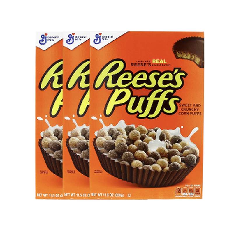 Lot de 3 Céréales Puffs au beurre de cacahuète saveur chocolat, Reese's (326 g)