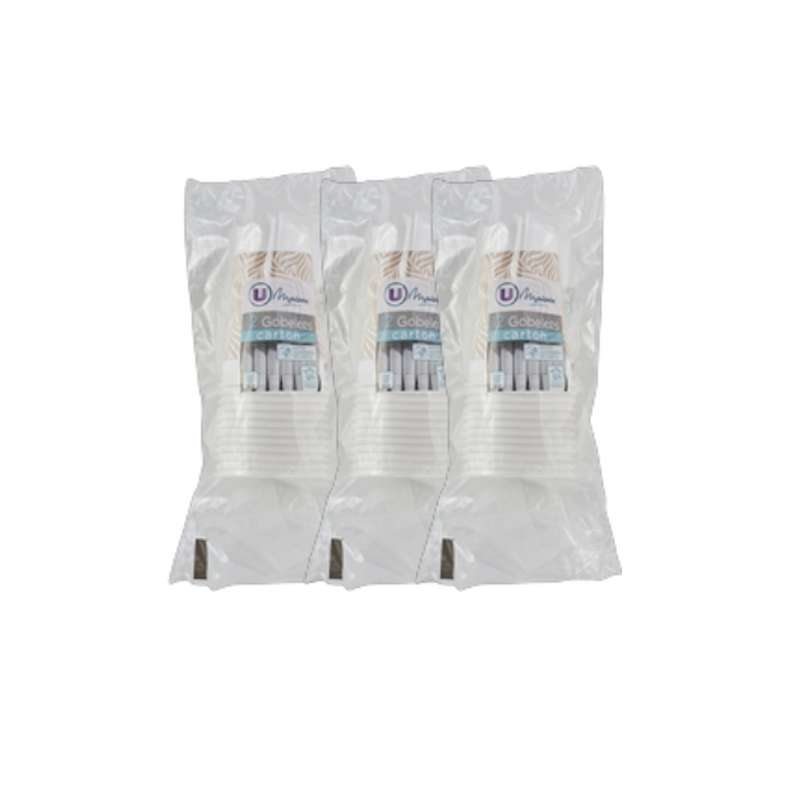 Lot de 3 Gobelet carton 34 cl,  U MAISON (x 12)